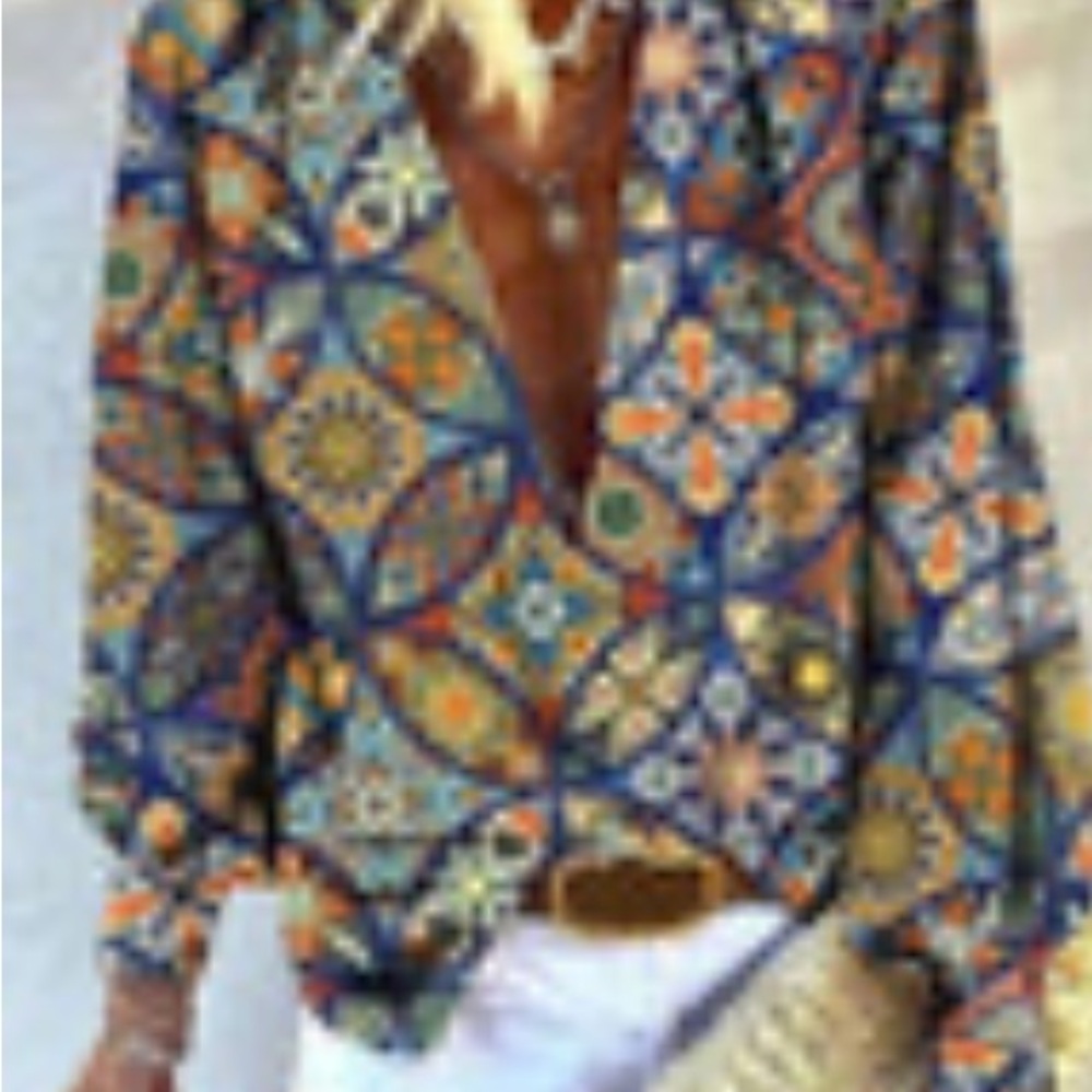 Boho Mosaic Patterned Blouse